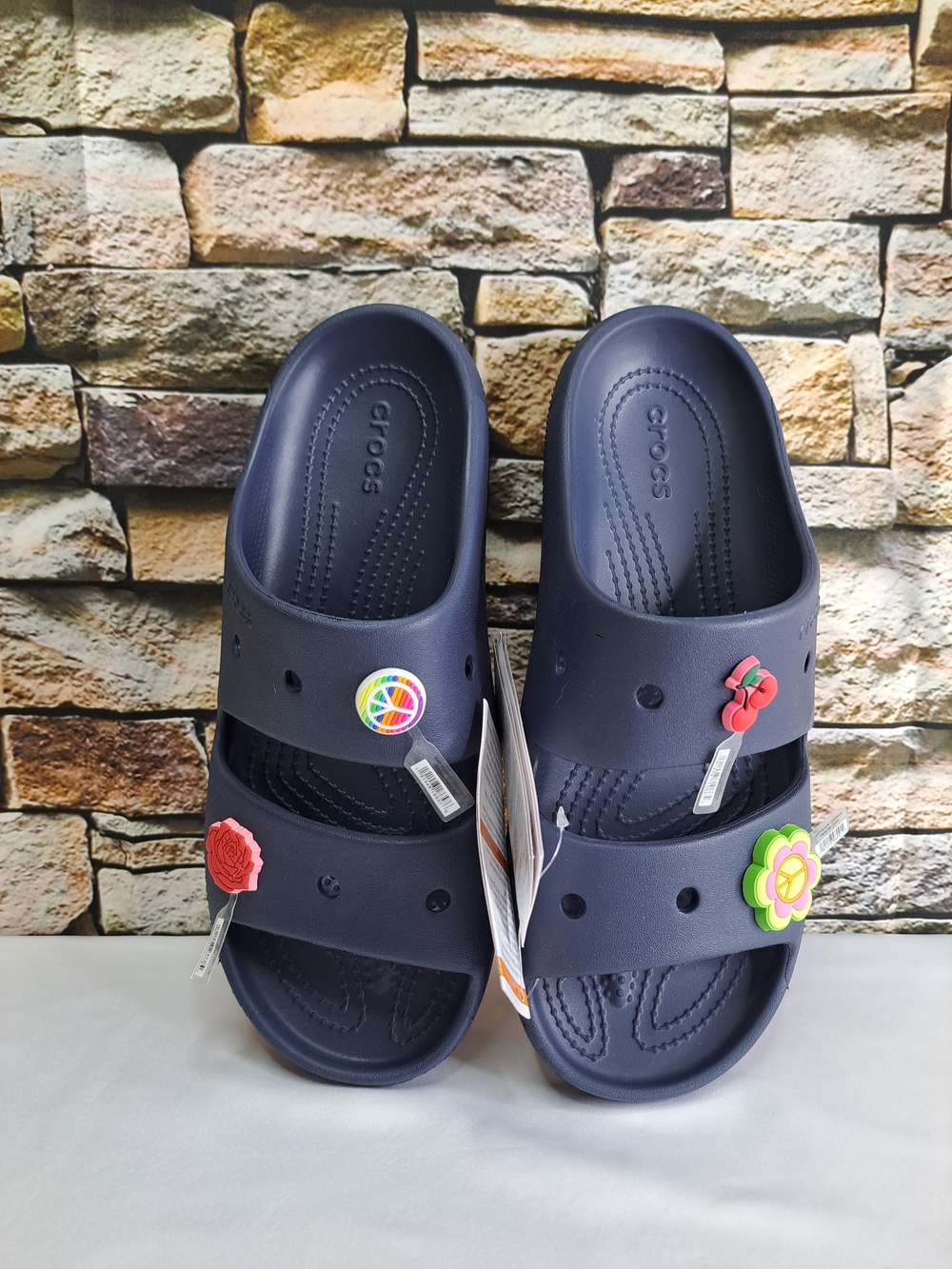CROCS CLASSIC SLIDE SANDALS REMOVABLE JIBBITZ CHARMS UNISEX in BLEÙ MARINE NEW - Picture 9 of 16